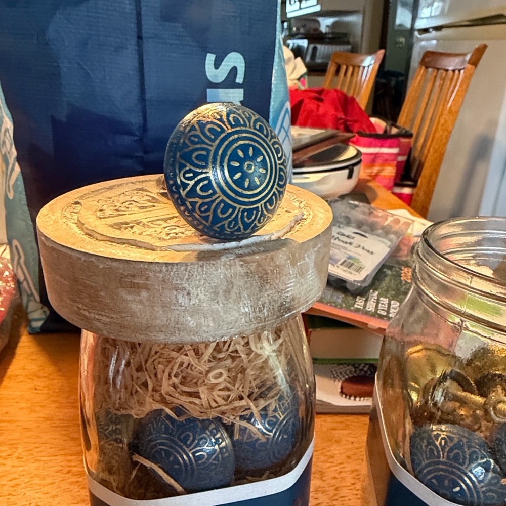 Blue and Gold Decorative Knobs
